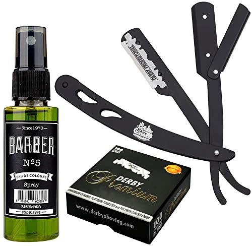 The Shave Factory Straight Edge Razor Kit (Black/Barber No5 Cologne