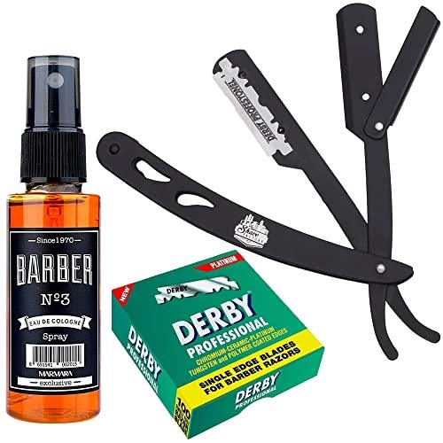 The Shave Factory Straight Edge Razor Kit (Black/Barber No3 Cologne