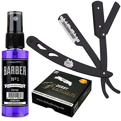 The Shave Factory Straight Edge Razor Kit (Black/Barber No1 Cologne