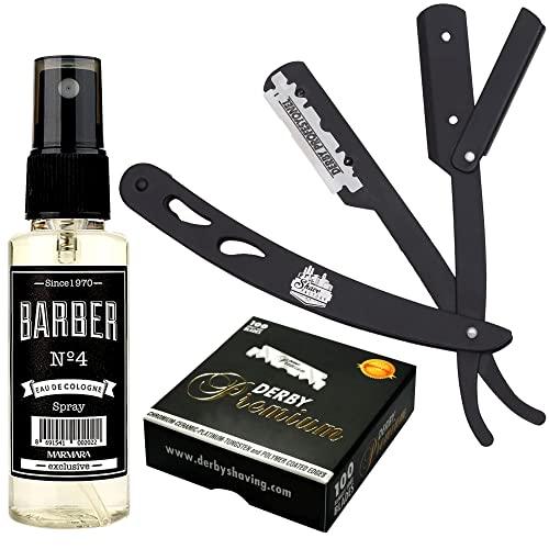 The Shave Factory Straight Edge Razor Kit (Black/Barber No4 Cologne