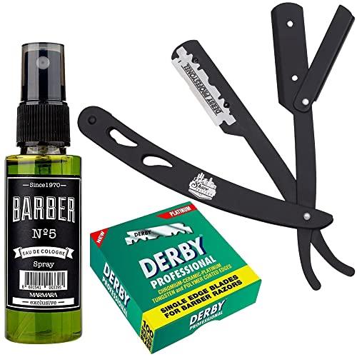 The Shave Factory Straight Edge Razor Kit (Black/Barber No5 Cologne