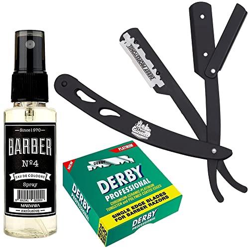 The Shave Factory Straight Edge Razor Kit (Black/Barber No4 Cologne