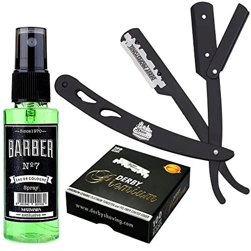 The Shave Factory Straight Edge Razor Kit (Black/Barber No7 Cologne