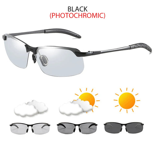 Fashion Half Frame Photochromic Sunglasses Men Women Classic Chamelon