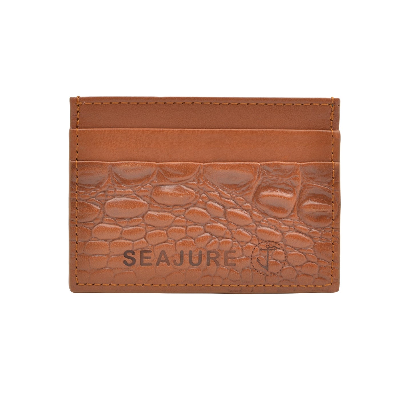 Croc Embossed Leather Card Holder
