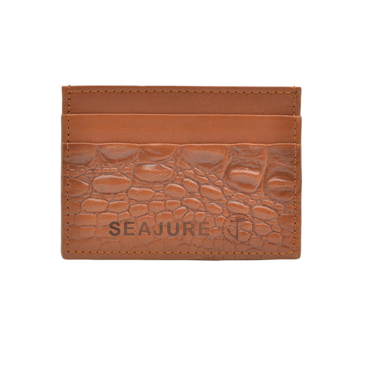 Croc Embossed Leather Card Holder