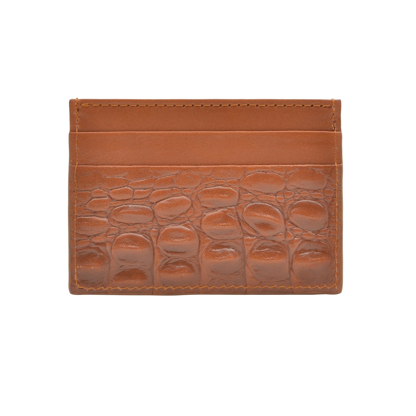 Croc Embossed Leather Card Holder