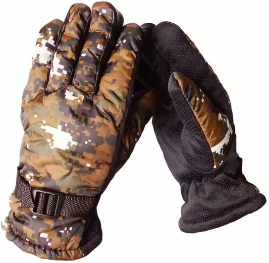 Printed Winter Men Gloves-BROWN