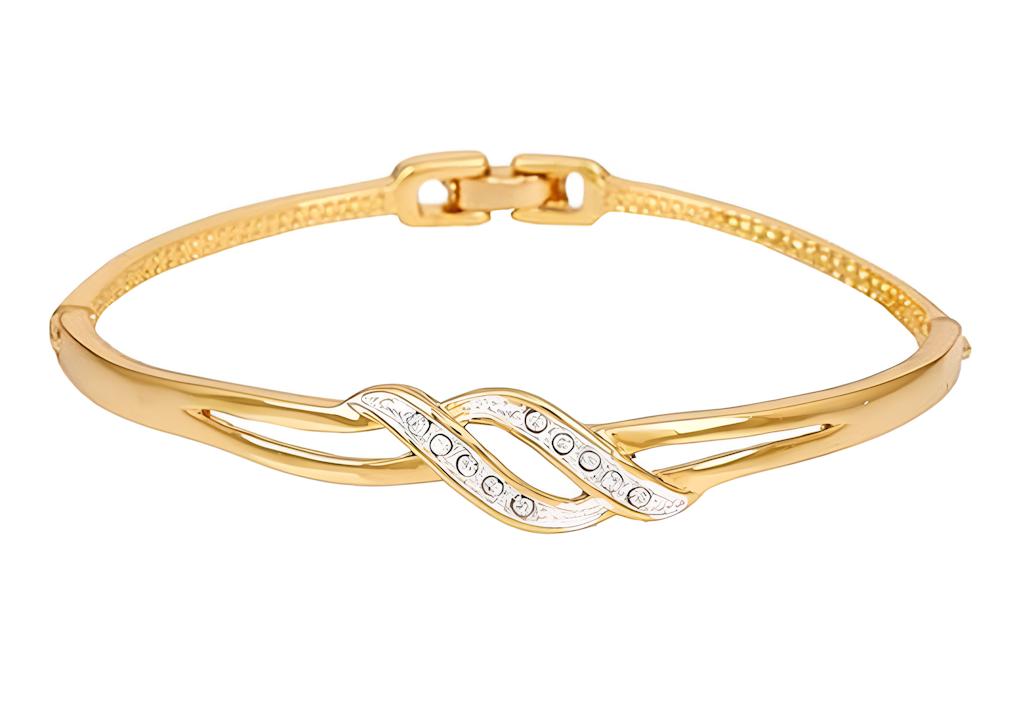 Beautiful Gold Plated Wave Design Bracelet For Women Size 4X2X2.5 CM