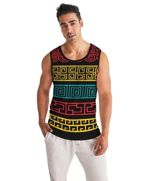 Mens Graphic Tank Top - Colorful Pattern Sports Top
