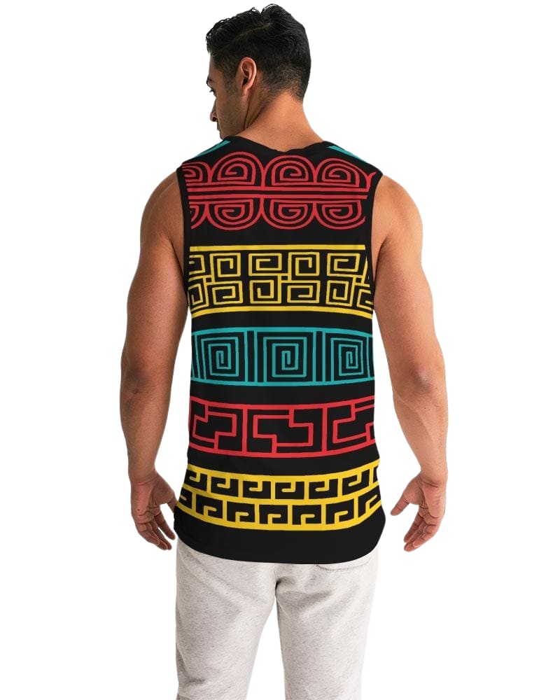Mens Graphic Tank Top - Colorful Pattern Sports Top
