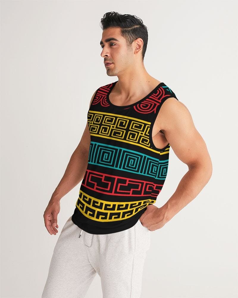 Mens Graphic Tank Top - Colorful Pattern Sports Top