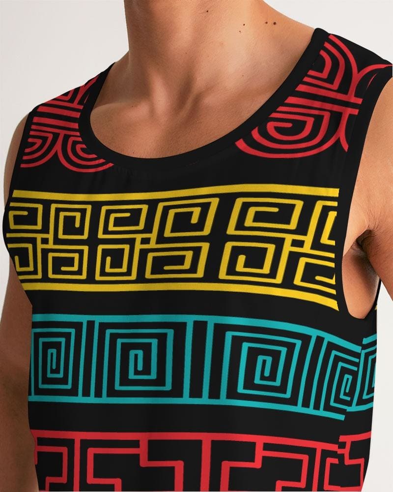 Mens Graphic Tank Top - Colorful Pattern Sports Top